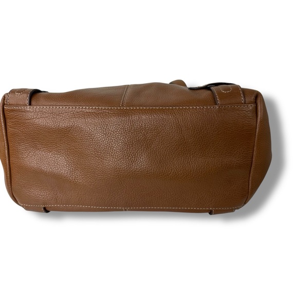 Tignanello Pebbled Leather Brown Double Strap Handbag Purse Side Pocket Bag - Picture 5 of 10